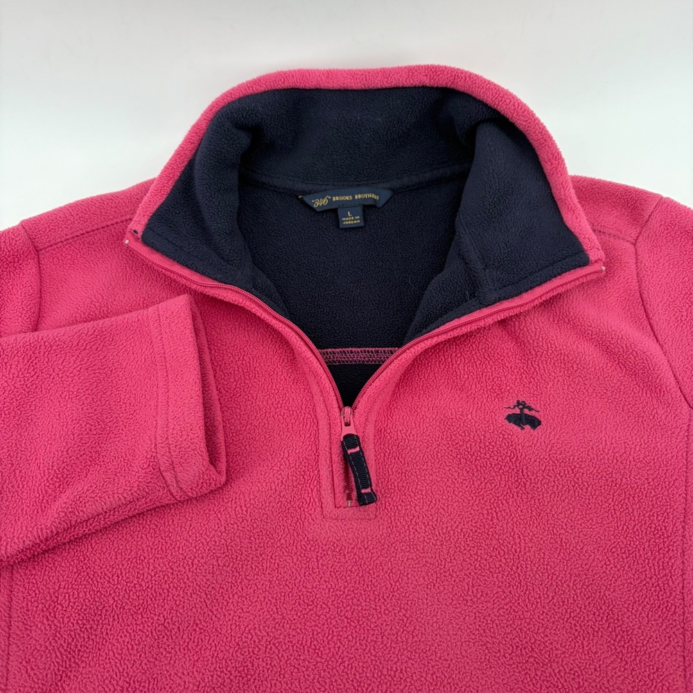 Brooks Brothers 346 Womens Pink Fleece Quarter Zip Pullover‎ Sweater Large - Picture 2 of 6